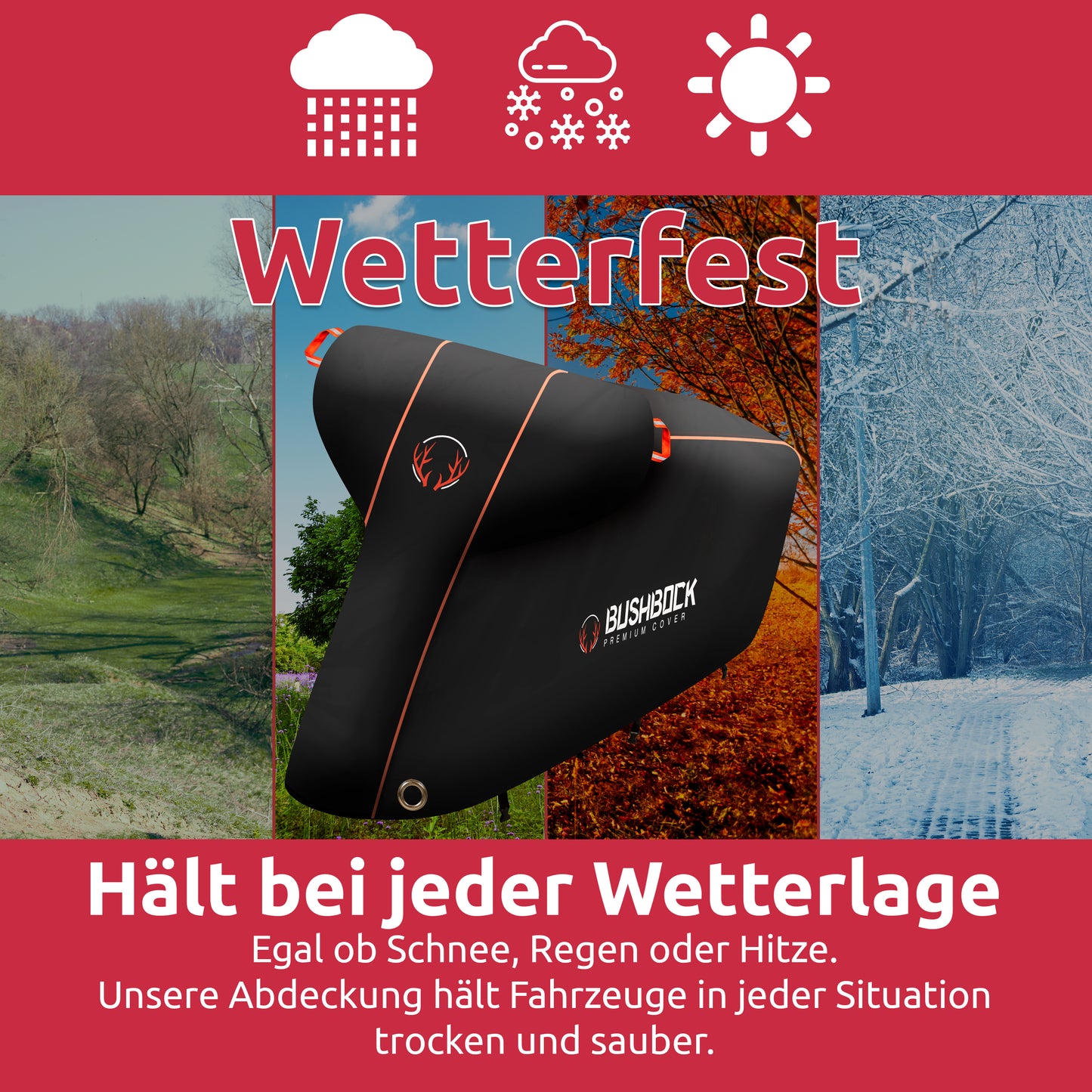 BUSHBOCK® Premium Motorrad/Motorroller Abdeckplane mit Ripstop Struktur - Kein Aufreißen mehr! - Outdoor/Indoor